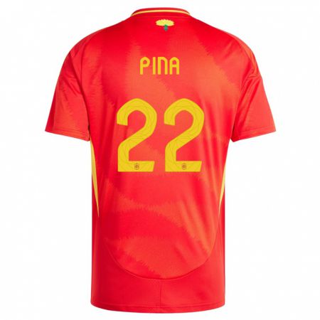 Kandiny Niño Camiseta España Claudia Pina #22 Rojo 1ª Equipación 24-26 La Camisa Chile