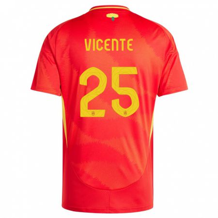 Kandiny Niño Camiseta España Ainhoa Vicente #25 Rojo 1ª Equipación 24-26 La Camisa Chile