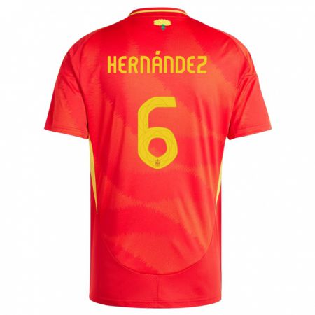 Kandiny Niño Camiseta España Gerard Hernandez #6 Rojo 1ª Equipación 24-26 La Camisa Chile