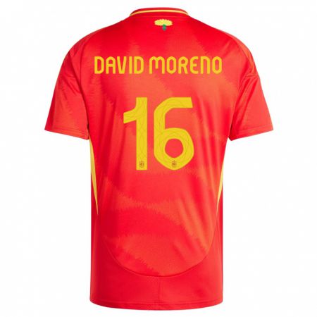 Kandiny Niño Camiseta España Antonio David Moreno #16 Rojo 1ª Equipación 24-26 La Camisa Chile