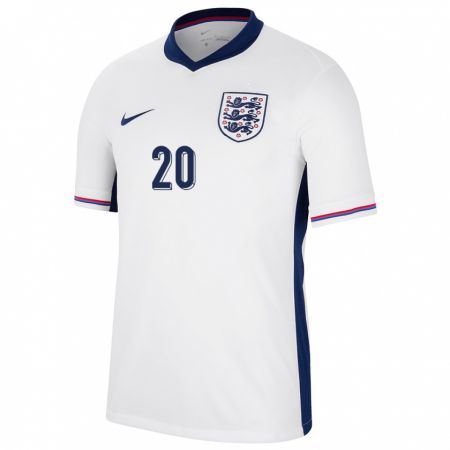 Kandiny Niño Camiseta Inglaterra Kian Pennant #20 Blanco 1ª Equipación 24-26 La Camisa Chile