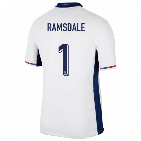 Kandiny Niño Camiseta Inglaterra Aaron Ramsdale #1 Blanco 1ª Equipación 24-26 La Camisa Chile