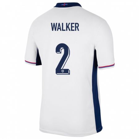 Kandiny Niño Camiseta Inglaterra Kyle Walker #2 Blanco 1ª Equipación 24-26 La Camisa Chile