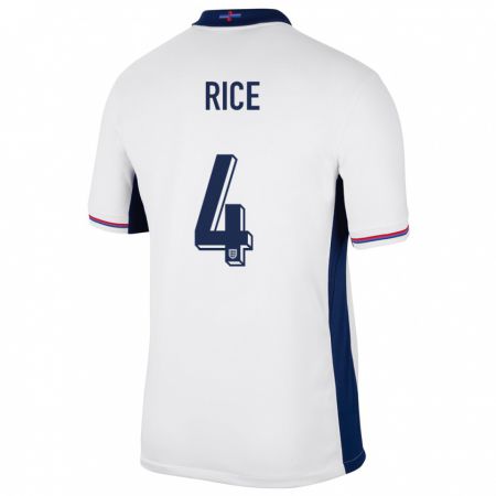 Kandiny Niño Camiseta Inglaterra Declan Rice #4 Blanco 1ª Equipación 24-26 La Camisa Chile