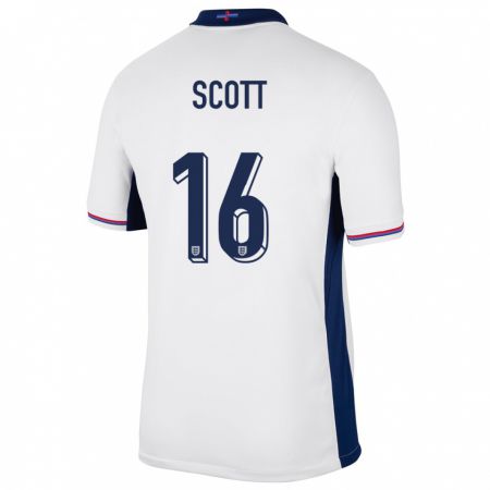 Kandiny Niño Camiseta Inglaterra Jill Scott #16 Blanco 1ª Equipación 24-26 La Camisa Chile