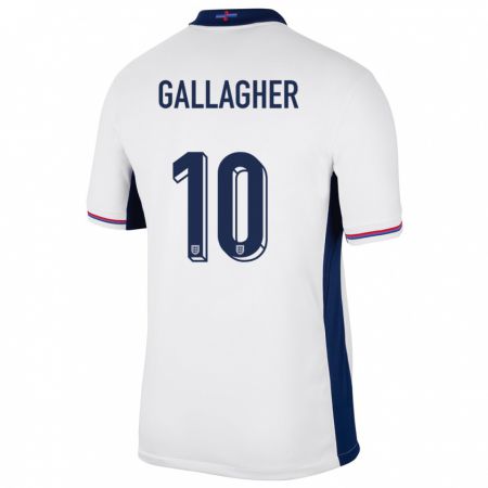 Kandiny Niño Camiseta Inglaterra Conor Gallagher #10 Blanco 1ª Equipación 24-26 La Camisa Chile