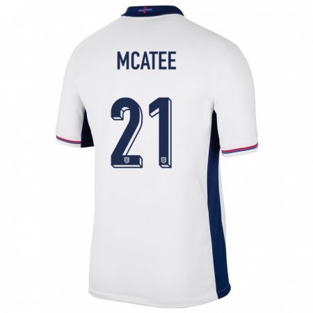 Kandiny Niño Camiseta Inglaterra James Mcatee #21 Blanco 1ª Equipación 24-26 La Camisa Chile