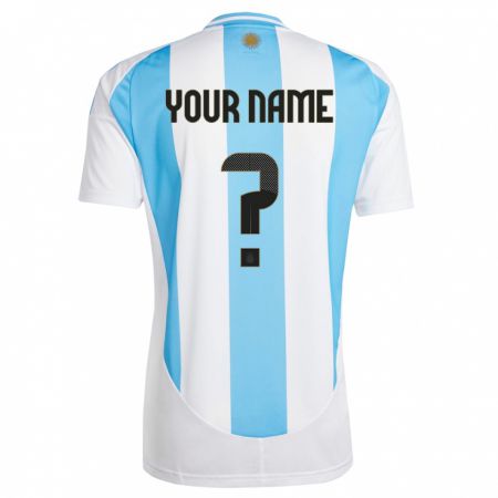 Kandiny Niño Camiseta Argentina Su Nombre #0 Blanco Azul 1ª Equipación 24-26 La Camisa Chile