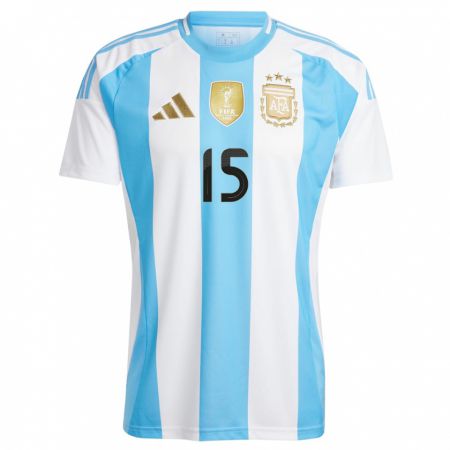 Kandiny Niño Camiseta Argentina Nico  #15 Blanco Azul 1ª Equipación 24-26 La Camisa Chile