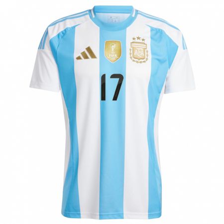 Kandiny Niño Camiseta Argentina Joaquin Correa #17 Blanco Azul 1ª Equipación 24-26 La Camisa Chile