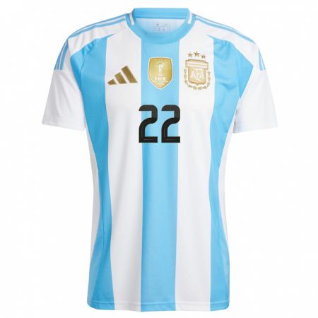 Kandiny Niño Camiseta Argentina Joaquin Blazquez #22 Blanco Azul 1ª Equipación 24-26 La Camisa Chile