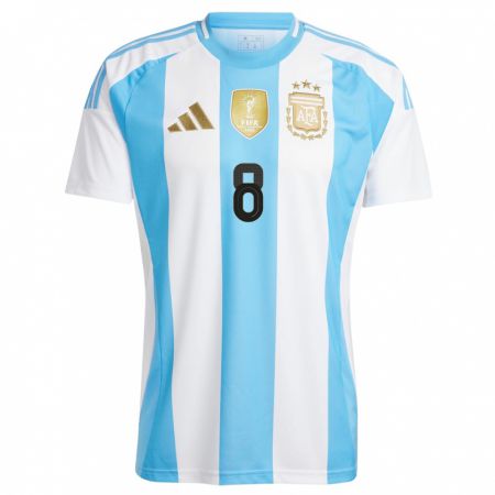 Kandiny Niño Camiseta Argentina Santiago Colombatto #8 Blanco Azul 1ª Equipación 24-26 La Camisa Chile
