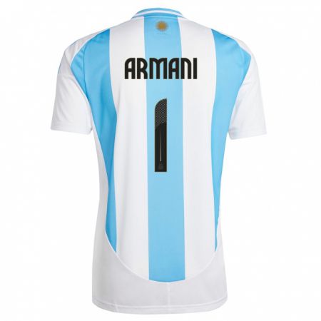 Kandiny Niño Camiseta Argentina Franco Armani #1 Blanco Azul 1ª Equipación 24-26 La Camisa Chile