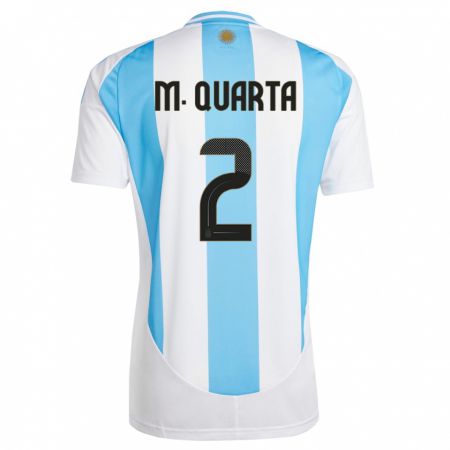 Kandiny Niño Camiseta Argentina Lucas Martinez Quarta #2 Blanco Azul 1ª Equipación 24-26 La Camisa Chile