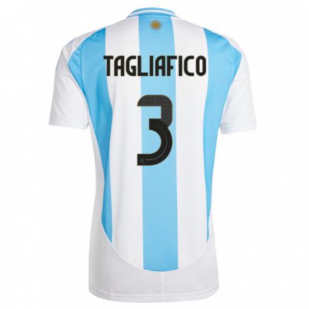 Kandiny Niño Camiseta Argentina Nicolas Tagliafico #3 Blanco Azul 1ª Equipación 24-26 La Camisa Chile
