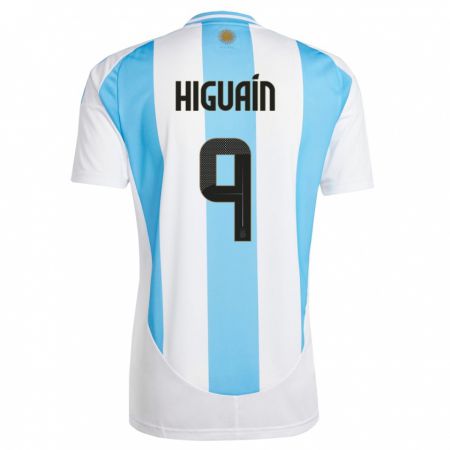 Kandiny Niño Camiseta Argentina Gonzalo Higuain #9 Blanco Azul 1ª Equipación 24-26 La Camisa Chile