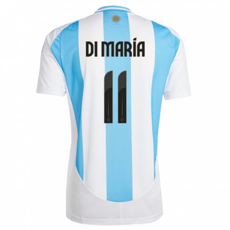 Kandiny Niño Camiseta Argentina Angel Di Maria #11 Blanco Azul 1ª Equipación 24-26 La Camisa Chile