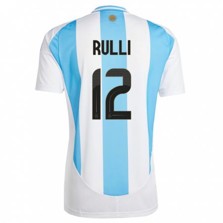Kandiny Niño Camiseta Argentina Geronimo Rulli #12 Blanco Azul 1ª Equipación 24-26 La Camisa Chile