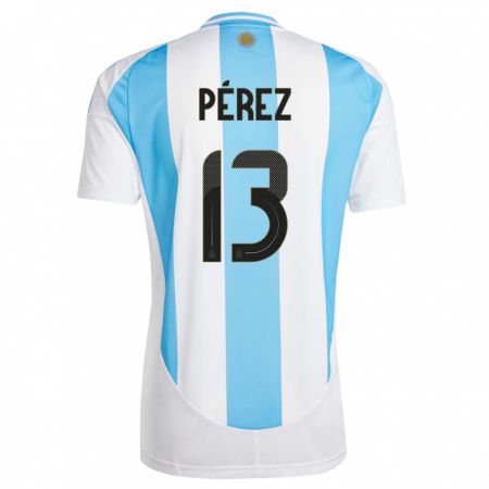 Kandiny Niño Camiseta Argentina Nehuen Perez #13 Blanco Azul 1ª Equipación 24-26 La Camisa Chile