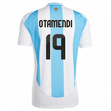 Kandiny Niño Camiseta Argentina Nicolas Otamendi #19 Blanco Azul 1ª Equipación 24-26 La Camisa Chile