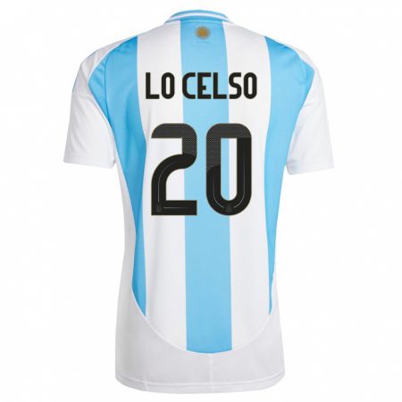 Kandiny Niño Camiseta Argentina Giovani Lo Celso #20 Blanco Azul 1ª Equipación 24-26 La Camisa Chile