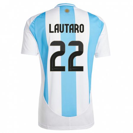 Kandiny Niño Camiseta Argentina Lautaro Martinez #22 Blanco Azul 1ª Equipación 24-26 La Camisa Chile