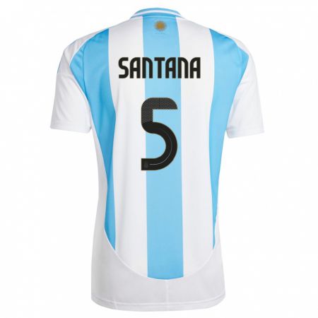 Kandiny Niño Camiseta Argentina Vanesa Santana #5 Blanco Azul 1ª Equipación 24-26 La Camisa Chile