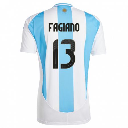 Kandiny Niño Camiseta Argentina Paloma Fagiano #13 Blanco Azul 1ª Equipación 24-26 La Camisa Chile