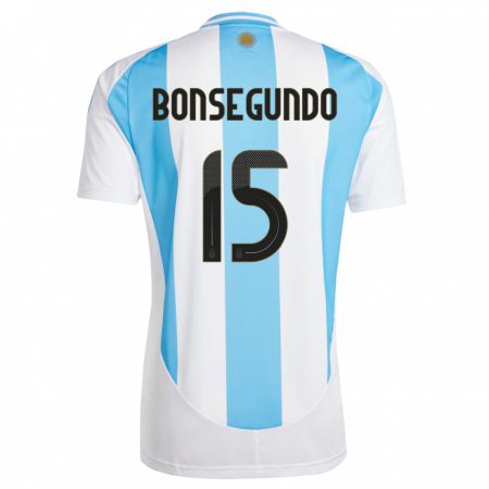 Kandiny Niño Camiseta Argentina Florencia Bonsegundo #15 Blanco Azul 1ª Equipación 24-26 La Camisa Chile