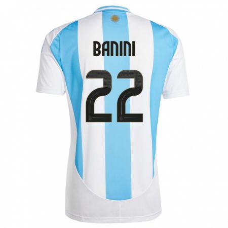 Kandiny Niño Camiseta Argentina Estefania Banini #22 Blanco Azul 1ª Equipación 24-26 La Camisa Chile