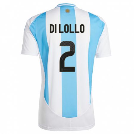 Kandiny Niño Camiseta Argentina Lautaro Di Lollo #2 Blanco Azul 1ª Equipación 24-26 La Camisa Chile