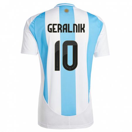 Kandiny Niño Camiseta Argentina Tiago Geralnik #10 Blanco Azul 1ª Equipación 24-26 La Camisa Chile
