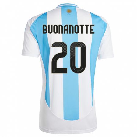 Kandiny Niño Camiseta Argentina Facundo Buonanotte #20 Blanco Azul 1ª Equipación 24-26 La Camisa Chile