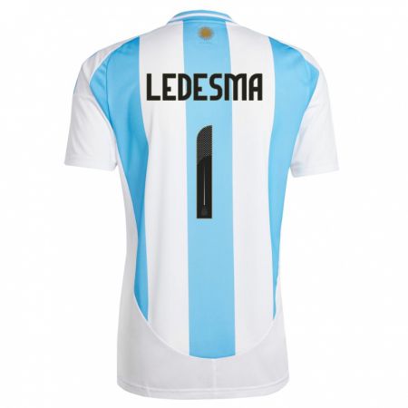Kandiny Niño Camiseta Argentina Jeremias Ledesma #1 Blanco Azul 1ª Equipación 24-26 La Camisa Chile