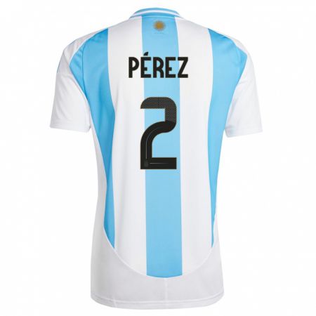 Kandiny Niño Camiseta Argentina Nehuen Perez #2 Blanco Azul 1ª Equipación 24-26 La Camisa Chile
