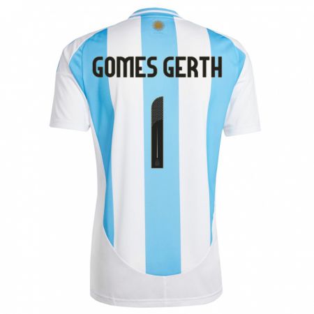 Kandiny Niño Camiseta Argentina Federico Gomes Gerth #1 Blanco Azul 1ª Equipación 24-26 La Camisa Chile