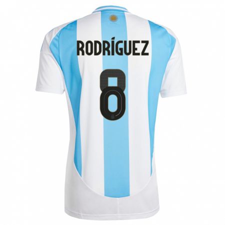Kandiny Niño Camiseta Argentina Agustin Rodriguez #8 Blanco Azul 1ª Equipación 24-26 La Camisa Chile