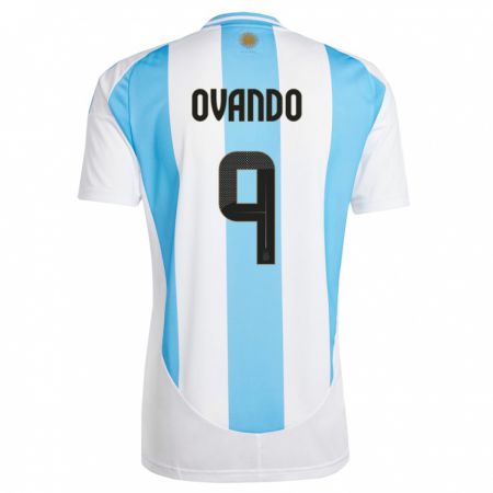 Kandiny Niño Camiseta Argentina Lautaro Ovando #9 Blanco Azul 1ª Equipación 24-26 La Camisa Chile