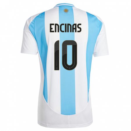 Kandiny Niño Camiseta Argentina Axel Encinas #10 Blanco Azul 1ª Equipación 24-26 La Camisa Chile