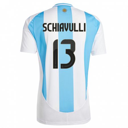 Kandiny Niño Camiseta Argentina Thiago Schiavulli #13 Blanco Azul 1ª Equipación 24-26 La Camisa Chile
