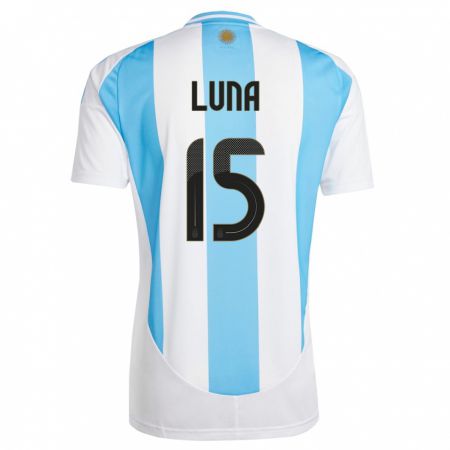 Kandiny Niño Camiseta Argentina Alex Luna #15 Blanco Azul 1ª Equipación 24-26 La Camisa Chile