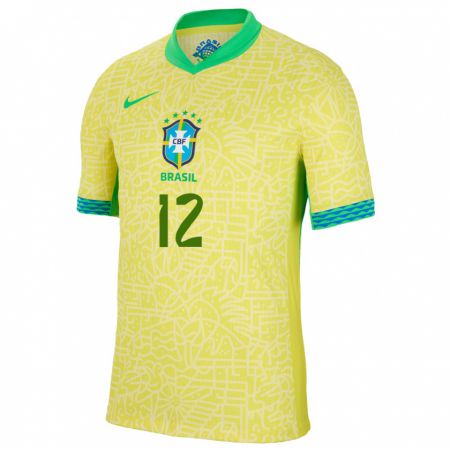 Kandiny Niño Camiseta Brasil Leticia #12 Amarillo 1ª Equipación 24-26 La Camisa Chile