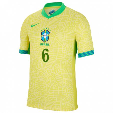 Kandiny Niño Camiseta Brasil Cuiabano #6 Amarillo 1ª Equipación 24-26 La Camisa Chile