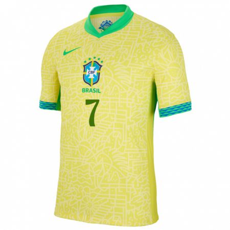 Kandiny Niño Camiseta Brasil Duda Francelino #7 Amarillo 1ª Equipación 24-26 La Camisa Chile