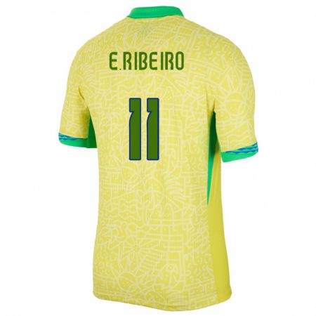 Kandiny Niño Camiseta Brasil Everton Ribeiro #11 Amarillo 1ª Equipación 24-26 La Camisa Chile