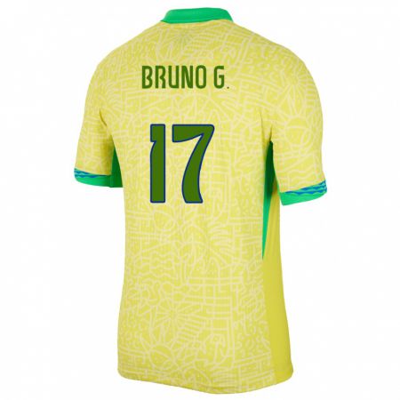 Kandiny Niño Camiseta Brasil Bruno Guimaraes #17 Amarillo 1ª Equipación 24-26 La Camisa Chile