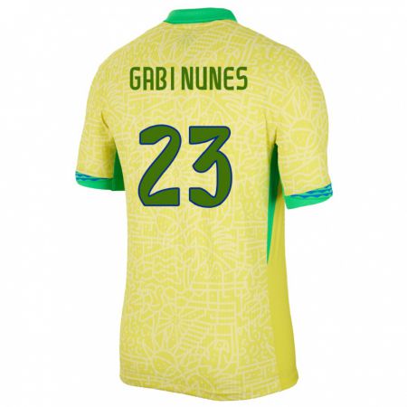 Kandiny Niño Camiseta Brasil Gabi Nunes #23 Amarillo 1ª Equipación 24-26 La Camisa Chile
