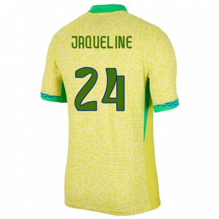 Kandiny Niño Camiseta Brasil Jaqueline #24 Amarillo 1ª Equipación 24-26 La Camisa Chile