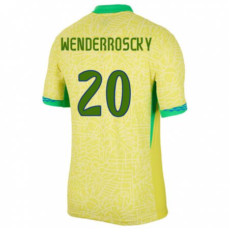 Kandiny Niño Camiseta Brasil Arthur Wenderroscky #20 Amarillo 1ª Equipación 24-26 La Camisa Chile