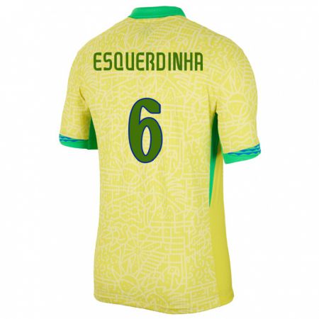 Kandiny Niño Camiseta Brasil Esquerdinha #6 Amarillo 1ª Equipación 24-26 La Camisa Chile